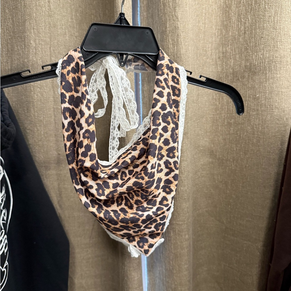 PacSun Leopard Print Scarf with Lace Detail